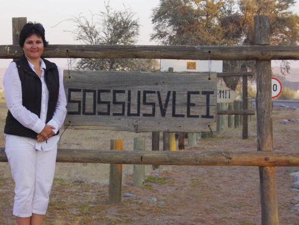 Madelein Norval - at the entrance to Sossusvlei, Namibia